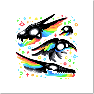 Winged Rainbow Skulls Posters and Art